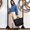 REISENTHEL Classic Shopper XL Rhombus Midnight Gold – Image 5