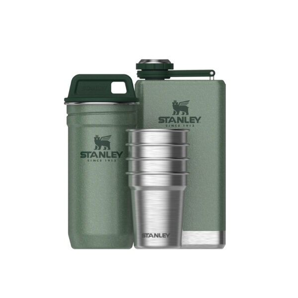 STANLEY The Pre Party Shot Glass + Flask Set Hammertone Green