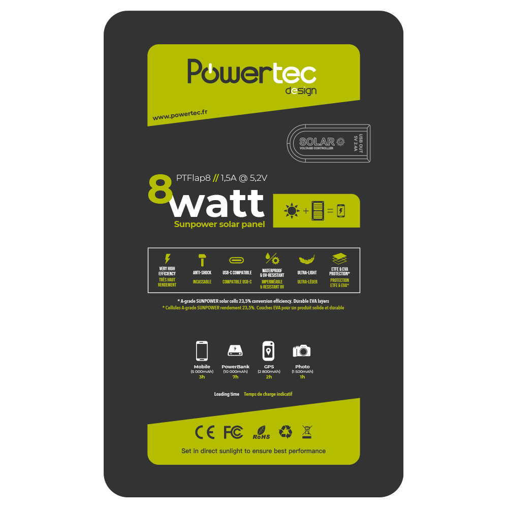 POWERTEC Panneau Solaire FLAP8-SV USB/LED – Image 3